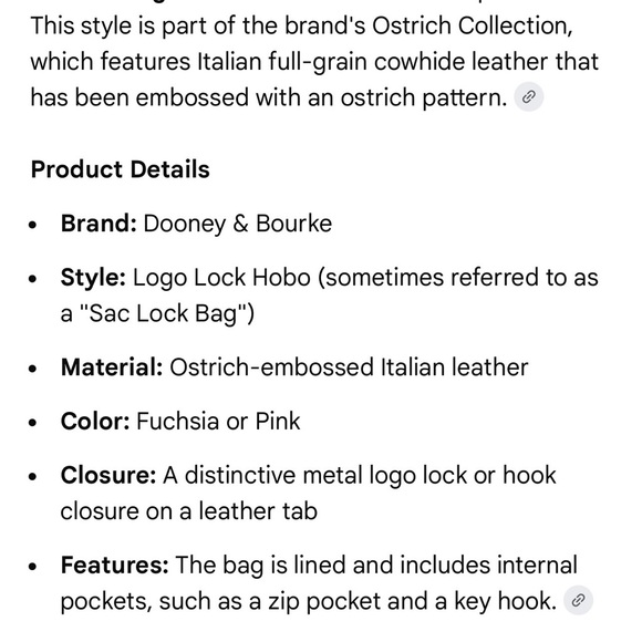 Dooney & Bourke Ostrich Logo Lock Pink Hobo Bag EUC - Picture 16 of 16